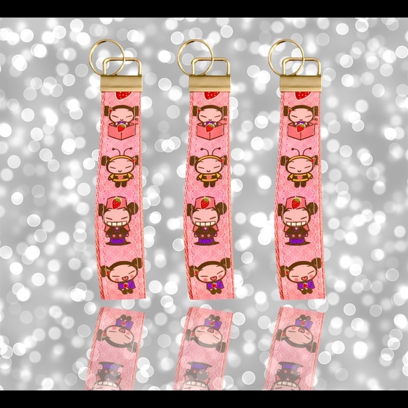 Cute strawberry theme Pucca wristlet, key fob - Picture 6 of 9